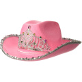 UNIQ Pink Bling Cowgirl Hat Novelty Child Pink Cowboy Hat with Blinking Tiara